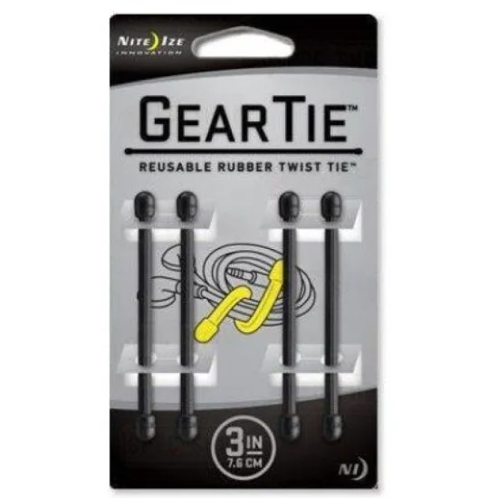 NiteIze Gear Tie&reg; Reusable Rubber Twist Tie 3 in. - 4 Pack